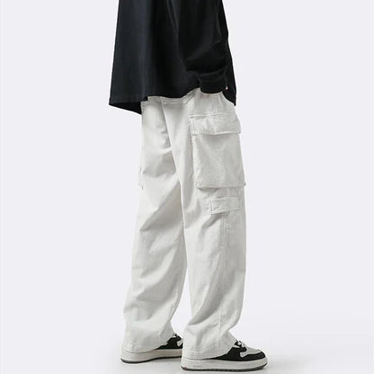 Bonsir Vintage Cargo Pants for Men Retro Black Cargo Trousers Male Pockets Loose Casual Oversize Japanese Streetwear Hip Hop