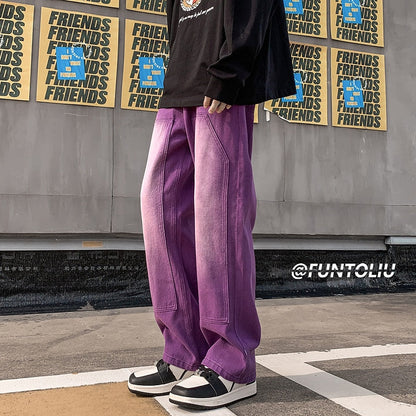 Bonsir Yellow mud jeans men's summer thin section ins youth retro trousers tide brand high street loose all-match pants