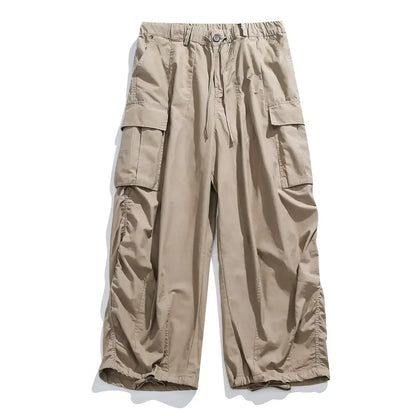 sanyamk Japanese Wide Leg Cargo Pants Men Vintage Oversize Cargo Trousers Male Loose Casual Streetwear Hip Hop Pocket Autumn