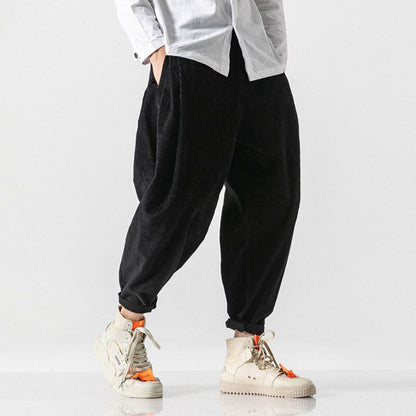 Bonsir Vintage Corduroy Pants Men Harajuku Japanese Pink Retro Streetwear Black Trousers Male Oversize Men's Casual Loose 5XL
