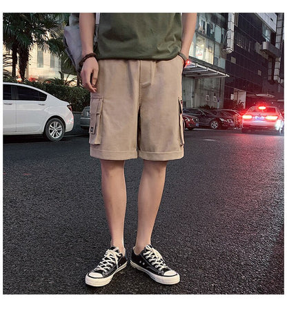 Bonsir Oversize Casual Shorts Men's Thin Street Trend Big Pocket Overalls Sports Loose Straight Pants Printed Letters Summer Clothes