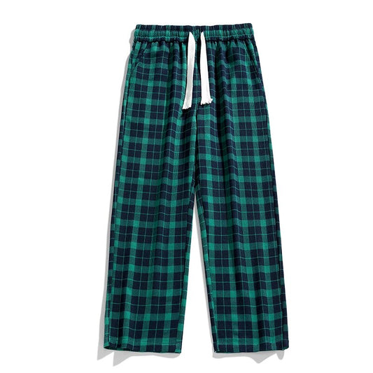 sanyamk Autumn Vintage Plaid Pants Men Straight Loose Trousers Fashion Korean Street Causal Slacks Jogger Sweatpants Male Plus Size 3XL