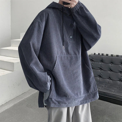 sanyamk  -   Y2k Corduroy Harajuku Hoodies Streetwear Korean Fashion Hooded Hoodie Pocket Casual Oversized Sweatshirts