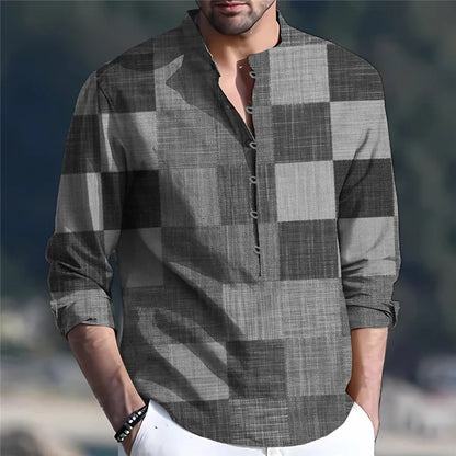 sanyamk Plaid Shirt Men's Autumn and Winter Pullover T-shirt Top