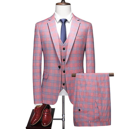 sanyamk Men's Business Banquet Suit 3 Piece Set Fashionable Men Wedding Ball Groom Dress Balzers and Pants with Vests Large Size 6XL