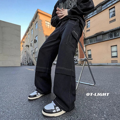 sanyamk   -  Hip Hop Tooling Pants Men Multi Pockets Cargo Pants Trousers Women Mens Streetwear Casual Pants Straight Loose Joggers Overalls