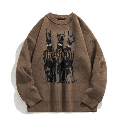 sanyamk Korean Men's Big Dog Sweater Men's Autumn Winter New Retro Trendy Knitwear Unisex Pullover Suéteres Jumpers Suéteres Homme