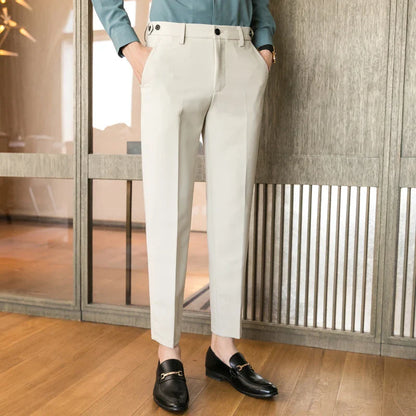 sanyamk Brand Clothing Fashion Male Spring High Quality Cotton Business Suit Trousers/Men's Pure Color Leisure Suit Pants 28-34