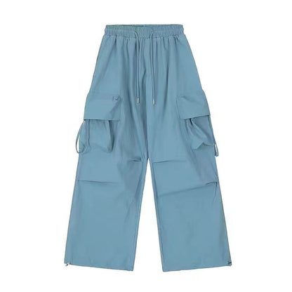 Bonsir American vibe high street men blue overalls men and women summer trend hiphop all-match loose straight couple casual pants