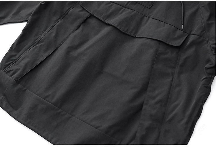 sanyamk Autumn Trekking Hooded Work Jacket Men's Windproof New Loose Half Zipper Stormsuit Outdoor Camping Hiking Riding Coat Tooling