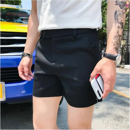 sanyamk   -  Summer Slim Fit Fashion Solid Straight Shorts Men Clothing Simple Match Casual Business Suit Short Homme Streetwear S-3XL