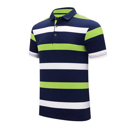 sanyamk New Summer Men Classic Striped Polo Mens Cotton Short-Sleeved Embroidered Business Casual Hot Polo Shirt Male Dropshipping