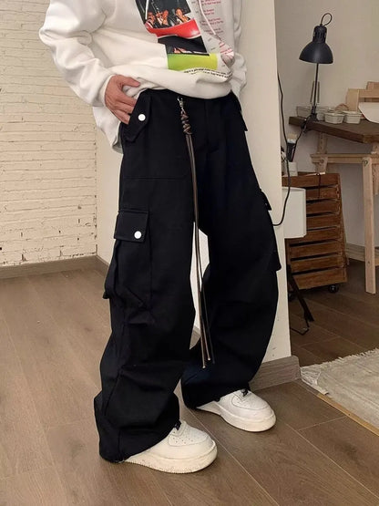 Bonsir Wide Cargo Pants Men Baggy Oversize Cargo Trousers Male Oversize  Loose Casual Streetwear Hip Hop Pocket Spring