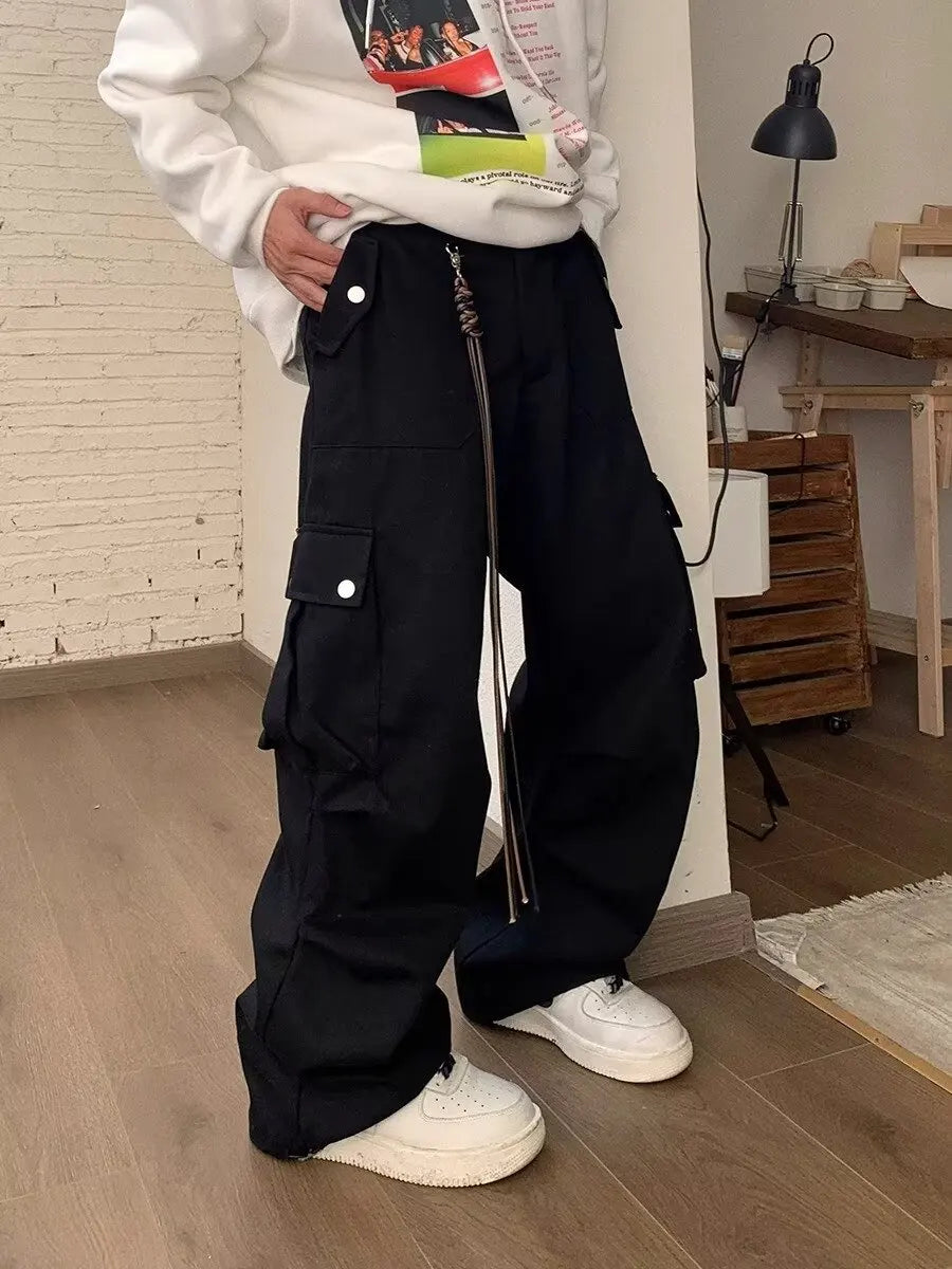 sanyamk Wide Cargo Pants Men Baggy Oversize Cargo Trousers Male Oversize  Loose Casual Streetwear Hip Hop Pocket Spring