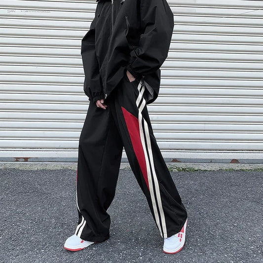 Bonsir Baggy Sweatpants Men Parachute Wide Leg Pants Sports Trousers Male Tracksuit Men Vintage Casual Streetwear Sportswear