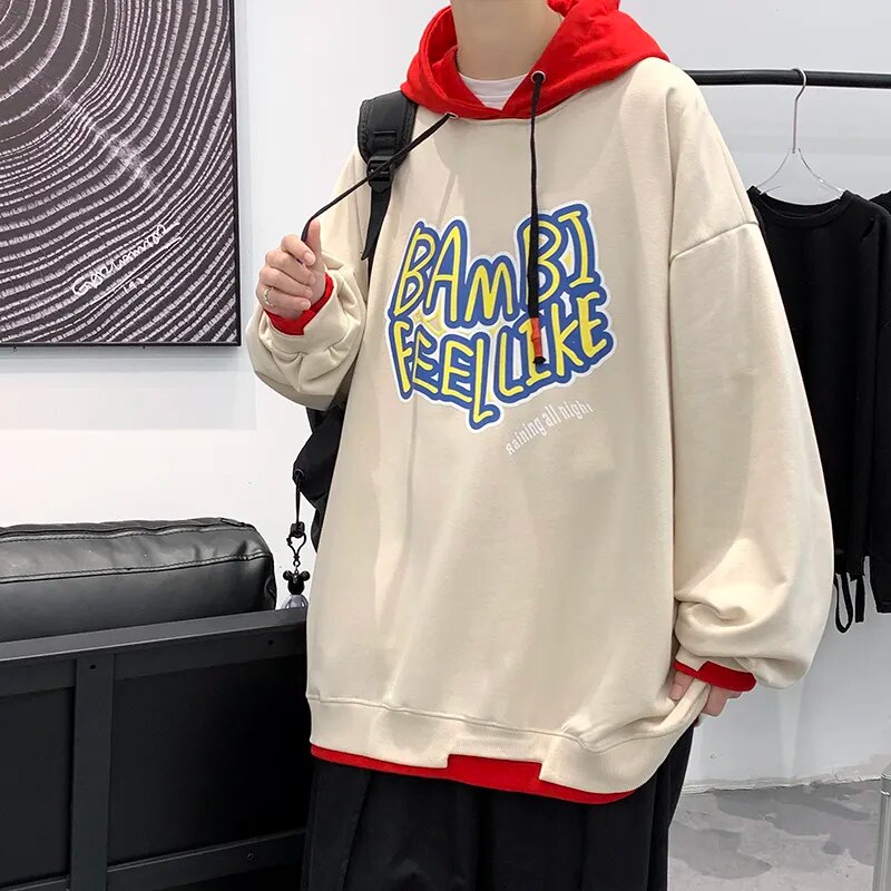 Bonsir Men's Pattern Printing Hoodies Autumn Winter Men's Oversize Hooded Sweatshirts Harajuku Hip Hop Pullover Youth College Style Top