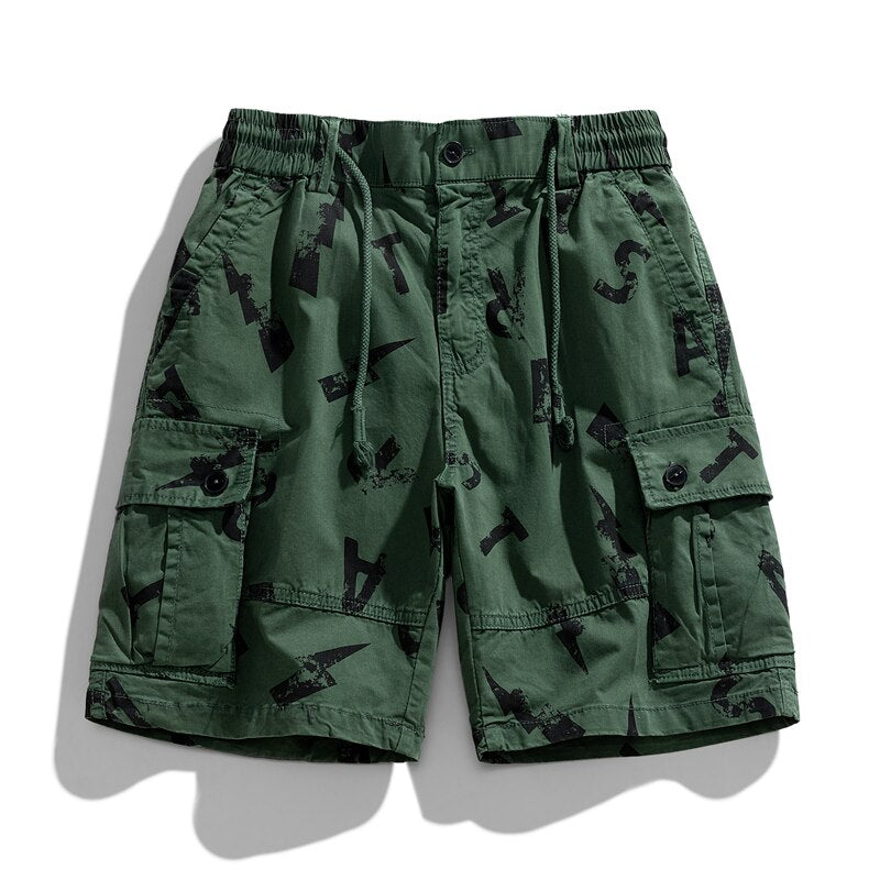 Bonsir Cargo Printed Oversize Summer Striped Loose Casual Shorts Men Camo Summer Short Pants Cargo Shorts New Streetwear