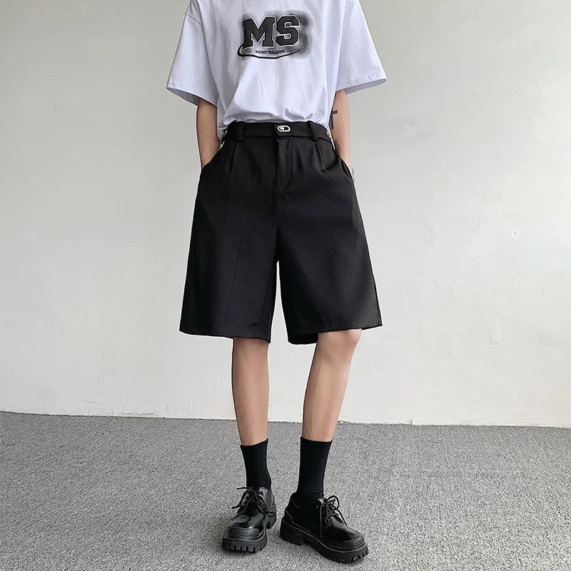 sanyamk   -  Summer Suit Shorts Men Fashion Social Mens Dress Shorts Korean Business Casual Black Shorts Mens Office Formal Shorts M-2XL