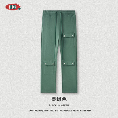 Bonsir  Autumn Warm Vintage Green Cargo Pants Men Cargo Trousers Male Loose Casual Streetwear Hip Hop Pockets Men's Clothing