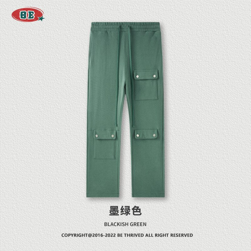 sanyamk  Autumn Warm Vintage Green Cargo Pants Men Cargo Trousers Male Loose Casual Streetwear Hip Hop Pockets Men's Clothing