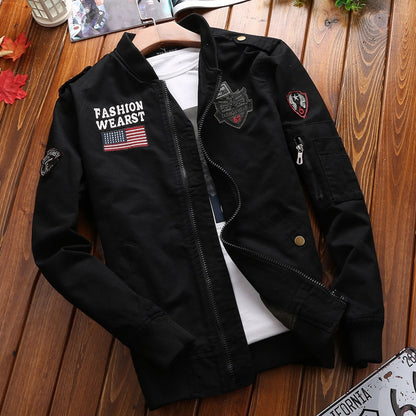 Bonsir Bomber Jacket Men Fashion Casual Windbreaker Jacket Coat Men Spring and Autumn New Hot Outwear Stand Slim Military Embroidery