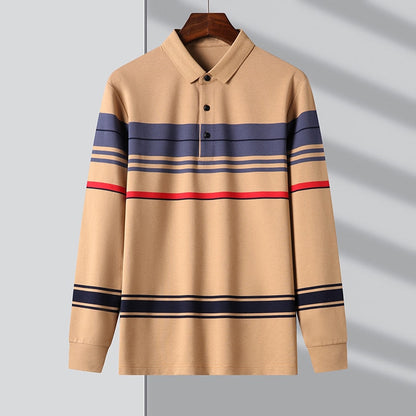 sanyamk Top Grade New Fashion Designer Brand Simple Mens Polo Shirt Trendy With Long Sleave Stripped Casual Tops Men Clothes