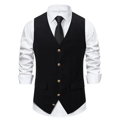 BONSIR  -  Men's Autumn and Winter New Suit Vest Solid Single Breasted Men's Vest