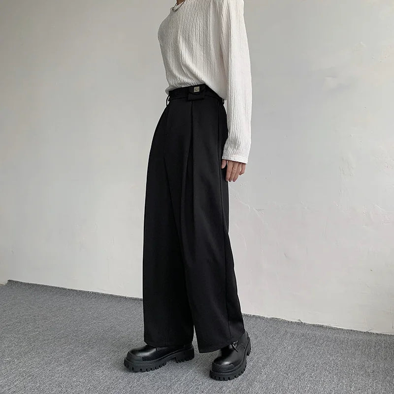 sanyamk New Black Suit Pants Men Fashion Social Mens Dress Pants Korean Loose Oversized Wide Leg Pants Mens Formal Trousers M-2XL