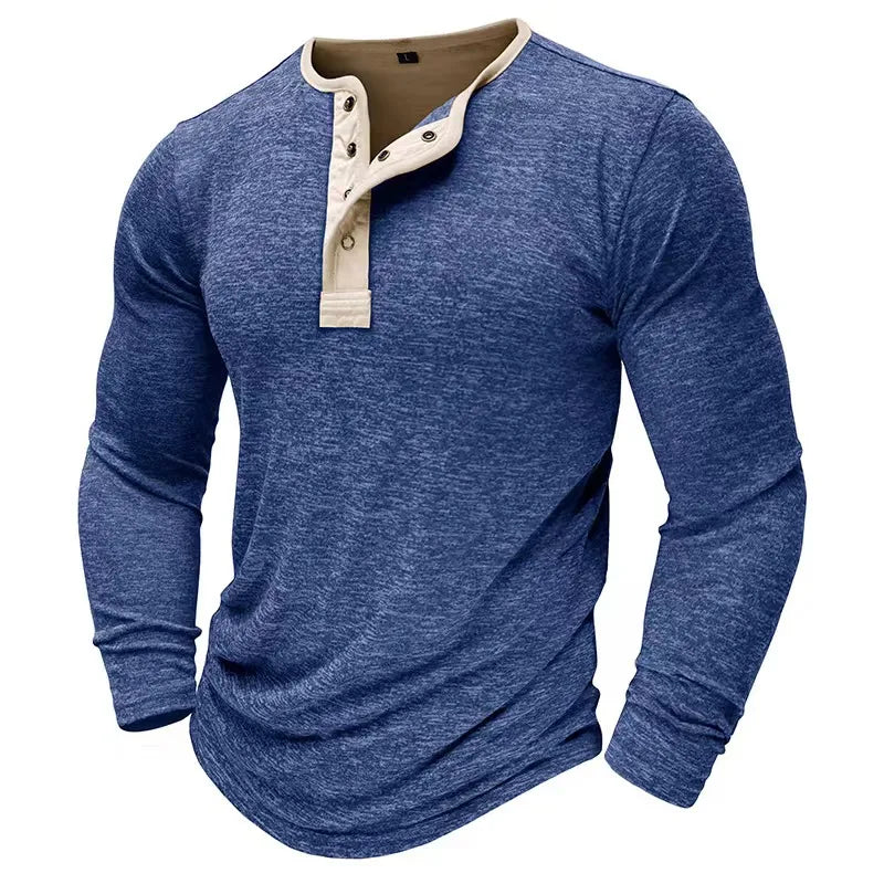 Bonsir Spring Autumn Men’s Long Sleeve T-shirt Fashion Henry Collar Tops Tees Men Solid Casual Streetwear High Quality Tshirt For Man