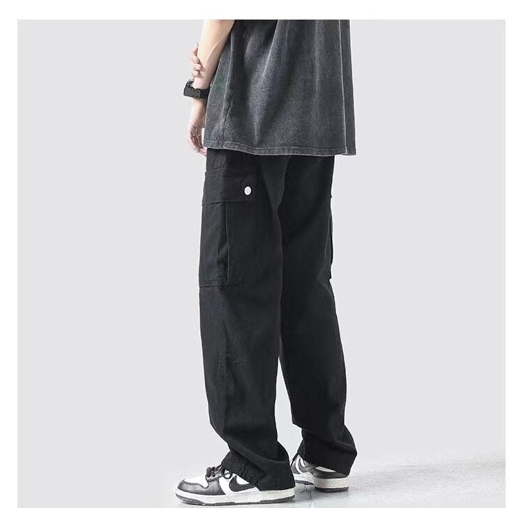 sanyamk Men's Loose Fashion Trend Large Pocket Casual Pants Japanese Style Retro Trousers 3 Color Sweatpants Plus Size S-3XL