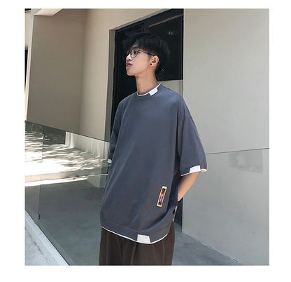 Bonsir Summer Mens T Shirt Oversize Cotton 5XL New Casual Solid color Japanese Harajuku Tee Shirts Man Streetwear Big Size Unisex Top