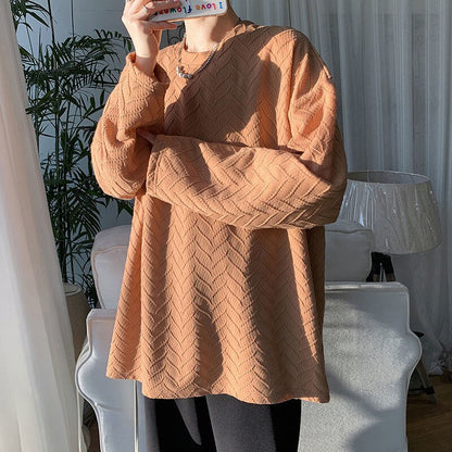 Bonsir Autumn Long Sleeve T-Shirt Men Fashion 3 Color Oversized T Shirt Men Korean Loose Casual O-Neck Pullover TShirt Mens Top M-2XL