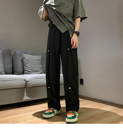 Bonsir Personality Sweatpants Man New Casual Pants Men's Fashion Straight Pants Men Japanese Streetwear Hip-hop Mopping Trousers