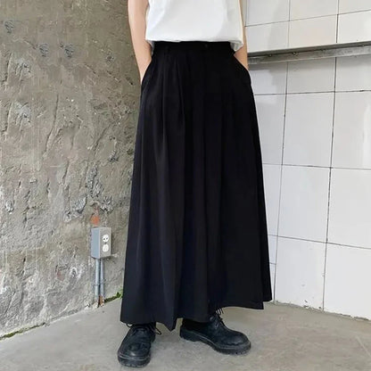 Bonsir Y2k Casual Gothic Skirt Unisex Fashion Dark Daily Personality Loose Streetwear Versatile Samurai Skirt Unisex Can Be Belted