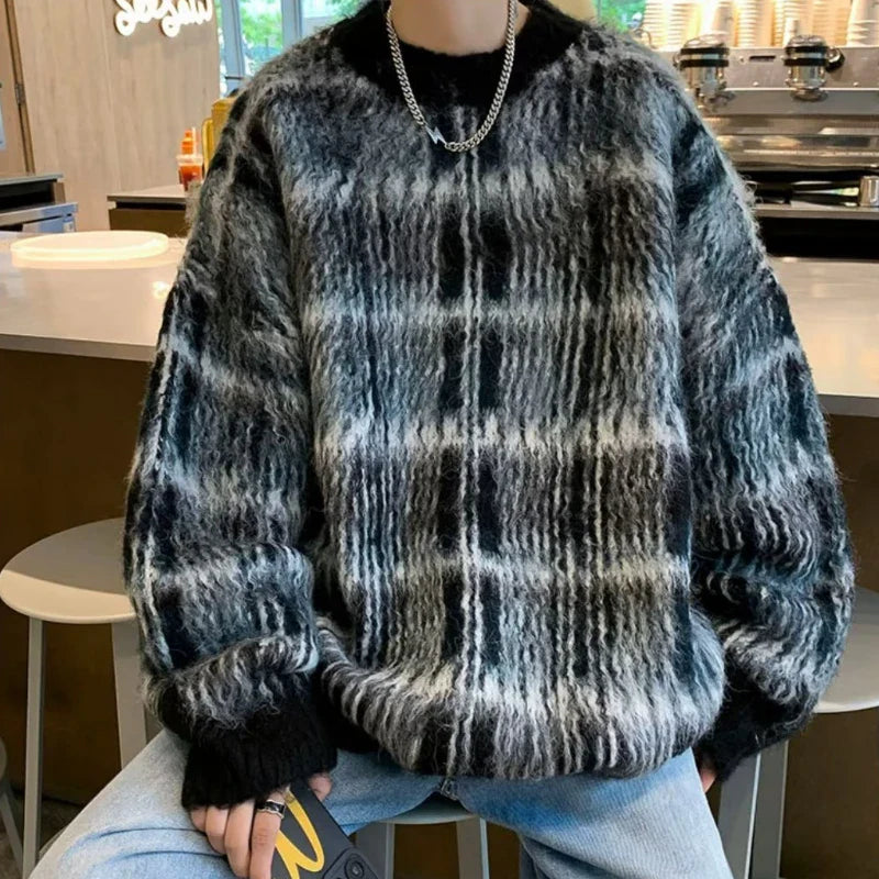 sanyamk Knitted Sweaters Men Winter Warm Soft Colorful Popular Teenagers Vitality Retro Slouchy Couple Baggy American Style Aesthetic