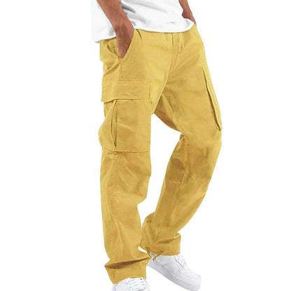 Bonsir Casual Pockets Solid Color Loose Straight Cargo Pants Men Spring Fashion Streetwear Men's Trousers Summer Leisure Long pant