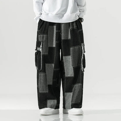 sanyamk Korean Fashion Loose Wide-leg Jeans Men‘s Hip Hop Trousers Harem Straight Pants Cargo Denim Jeans Street Baggy Casual Trousers