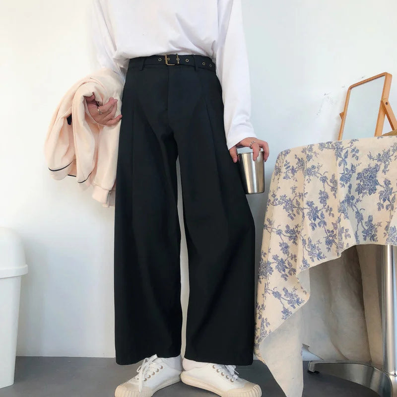 sanyamk -  wear /men's vintage casual Wide Leg Pants with belt for Male Autumn tide new Loose all-match Pants 2Y272