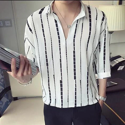 sanyamk Fashion Streetwear Korean Printing Loose Turn-down Collar Man Long Sleeve Men's Clothing Button Spring Summer Thin Shirts Tops