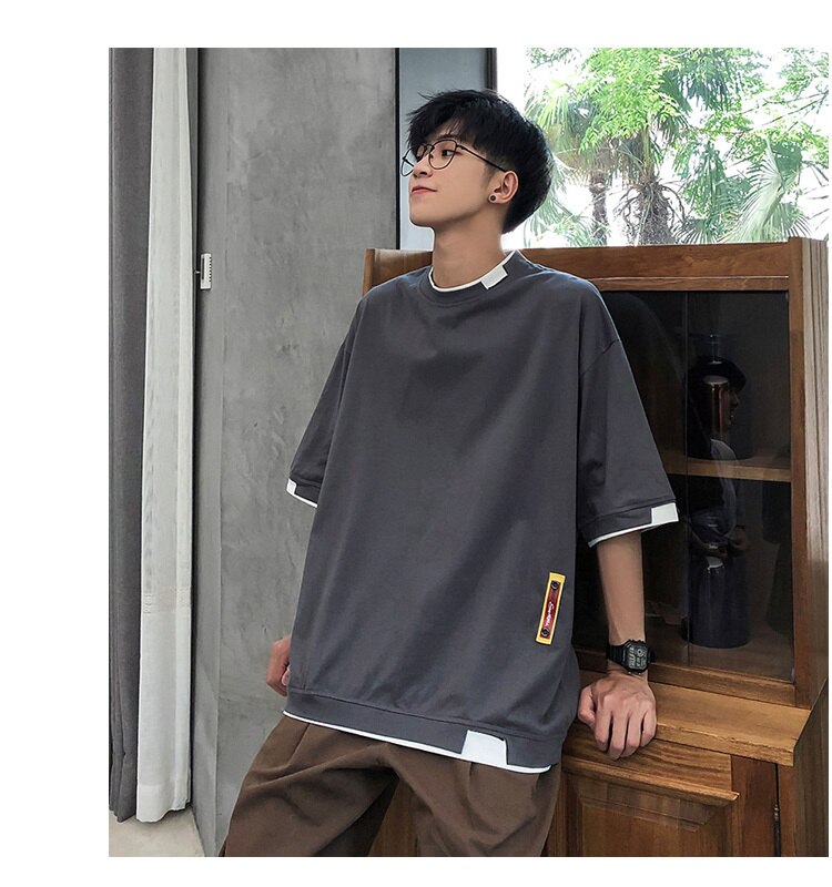 Bonsir Summer Mens T Shirt Oversize Cotton 5XL New Casual Solid color Japanese Harajuku Tee Shirts Man Streetwear Big Size Unisex Top