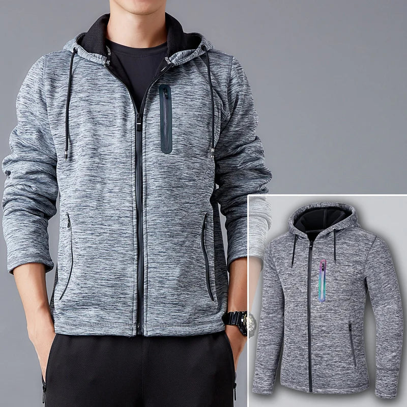 sanyamk The New Men'S Hooded Sweatshirt Sports Shirt Casual Jacket Slim Fitness Thickened And Padded Quality Running Clothes