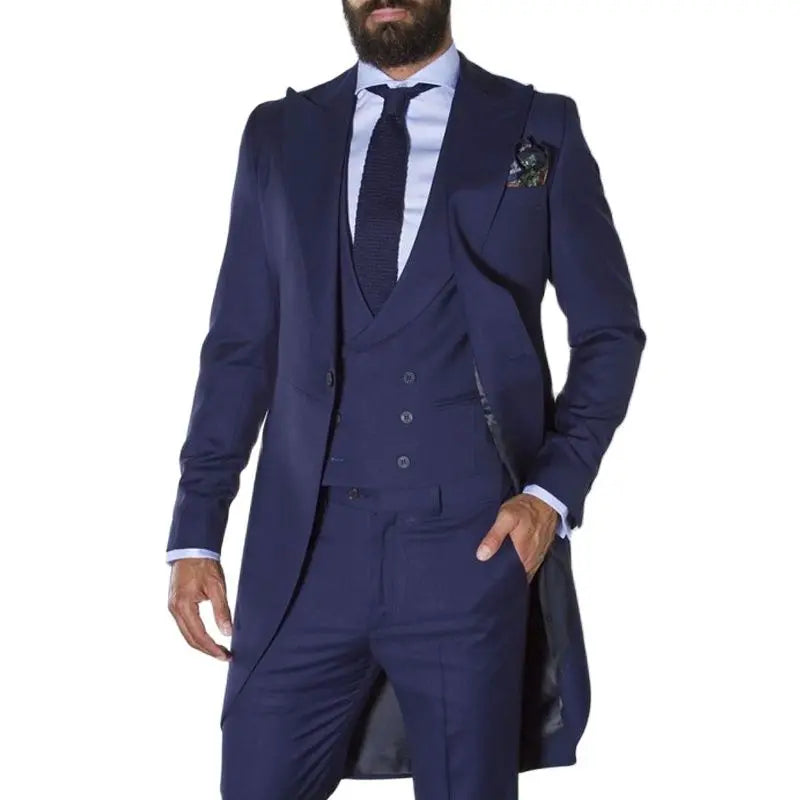 sanyamk Men Suits 3 Pieces For Wedding Custom Made Groom Long Male Fashion Blazer Jacket Vest Pants Groomsmen Costume Terno Slim