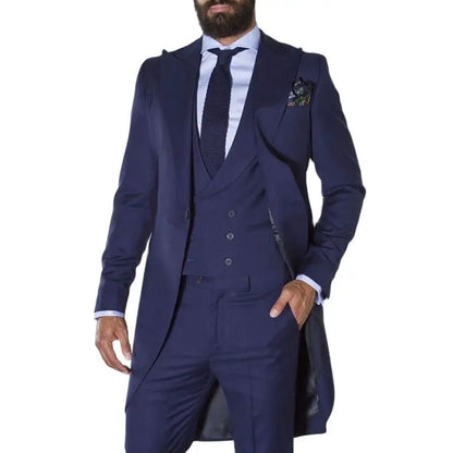 sanyamk Men Suits 3 Pieces For Wedding Custom Made Groom Long Male Fashion Blazer Jacket Vest Pants Groomsmen Costume Terno Slim