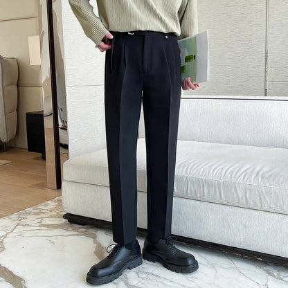 sanyamk New Spring Autumn Fashion Man Classic Slim Straight Long Suit Trousers Male Solid Color Men Smart Casual Business Pants 2XL