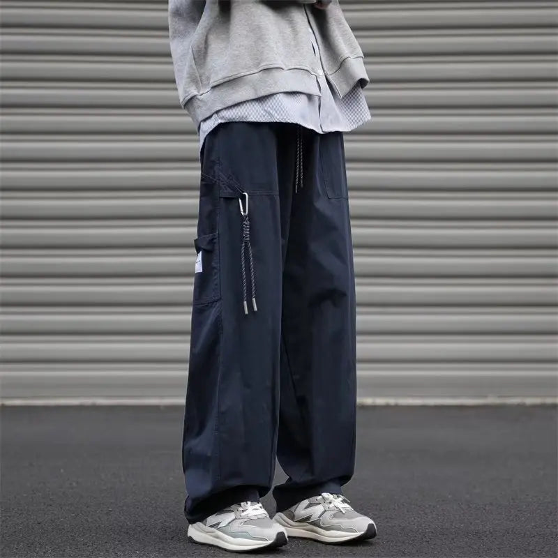 Bonsir Japanese Functional Splicing Pants Autumn Casual Loose High Street Straight Wide-leg Overalls Men Trousers Male Clothes