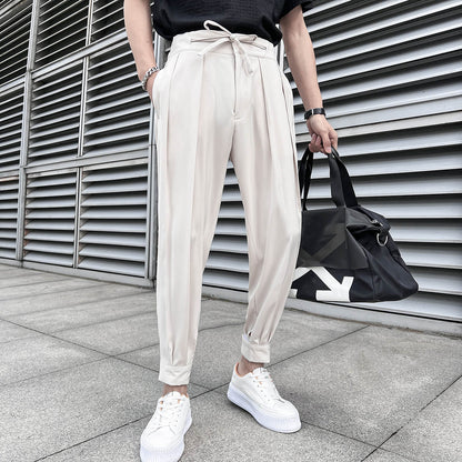 sanyamk New Elastic Waist Drape Suit Pants Men Business Office Casual Pants Male Fashion Loose Social Party Formal Trousers