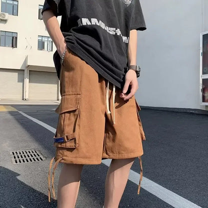 Bonsir Summer Mens Cargo Shorts Casual Straight Male Fashion Pocket Streetwear Harajuku Short Trousers Joggers