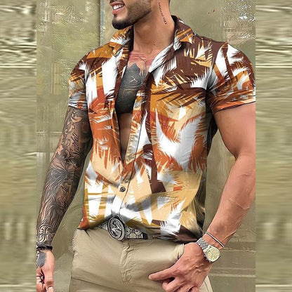 Bonsir Fashion Skull Printed Short Sleeve Shirts Men's Beach Clothes Summer Casual Button-up Lapel Shirt Tops Men Streetwear Shirt