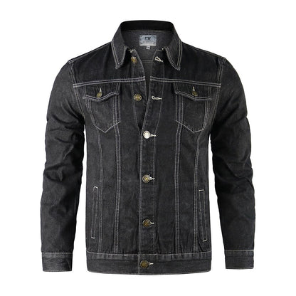 sanyamk New  Cotton Denim Jacket Men Casual Solid Color Lapel Single Breasted Jeans Jacket Men Autumn Slim Fit Quality Mens Jackets