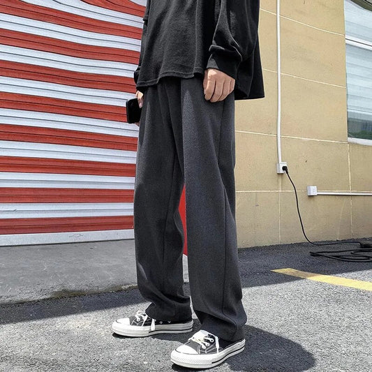 Bonsir Men's Woolen Casual Pants Straight Trousers Solid Korean Fashion High Quality Handsome High Street Male Long Pants T187